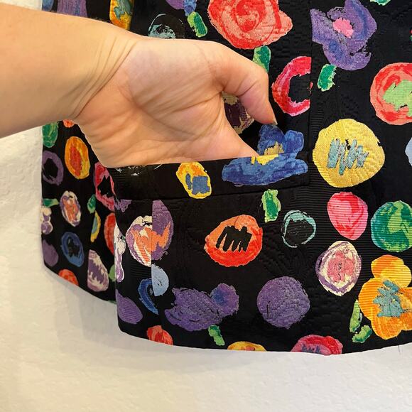 VTG Gres Blazer Women's XS S Black Jacquard Abstract Floral Unique Artsy Artwear - Picture 6 of 16